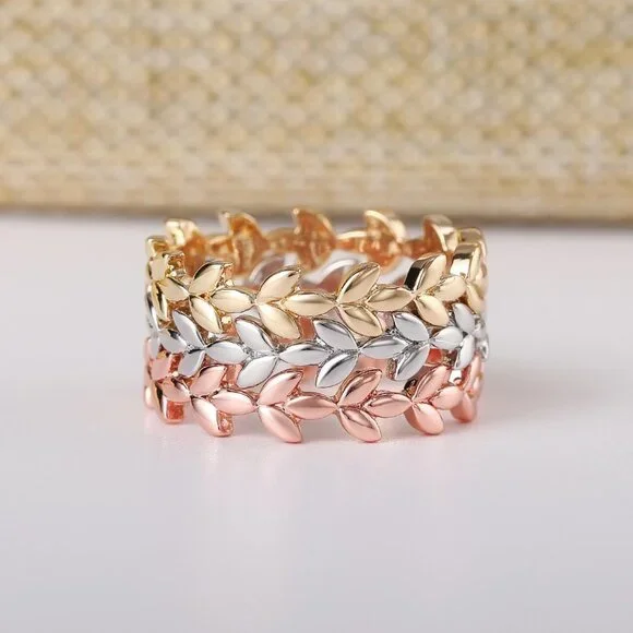 Fashion Leaf Rose Gold Plated Simple Ring for Women/Girl, K944